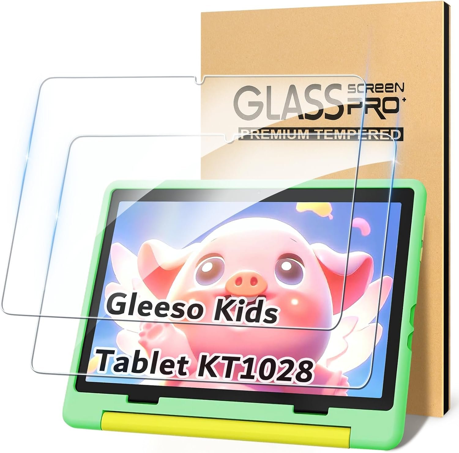 2Pack Screen Protector for Gleeso KT1028 Kids Tablet 10.1 inch, 9H Hardness Tempered Glass for Gleeso KT1028 Kid, Scratch-Resistant, HD Screen Protector