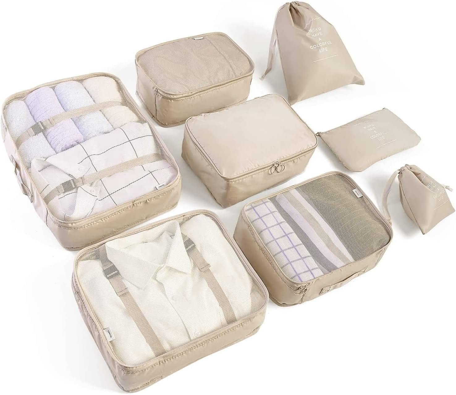LANSKLBD 8 Set Packing Cubes for Suitcases Travel Luggage Packing Organizers,Travel Accessories Essentials Luggage Organizer with Shoe/Tioletry/Laundry Bag