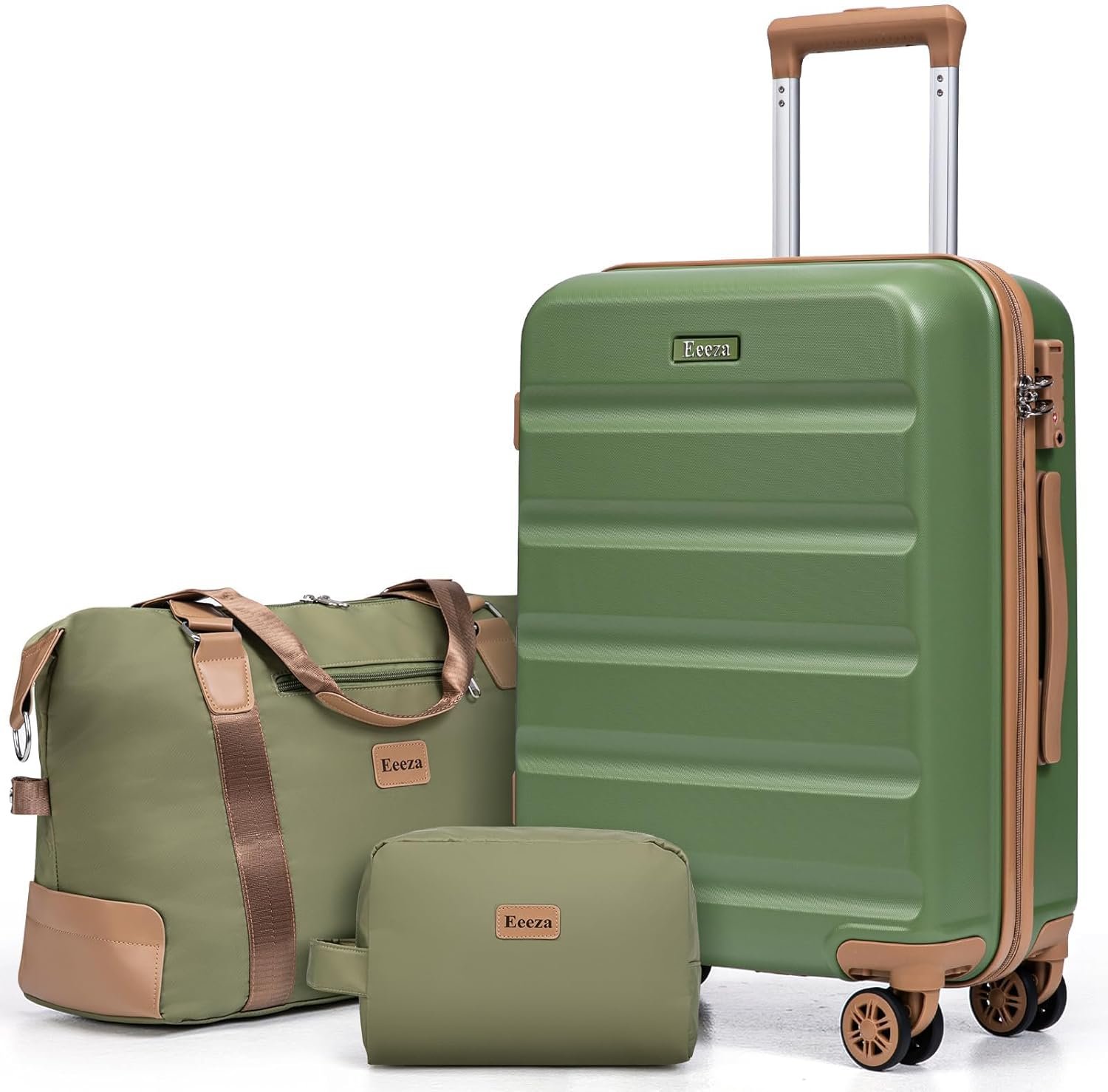 Luggage Sets 3 Piece,Suitcases with Wheels,Carry On Luggage Set,ABS Hard Case Luggage with TSA Lock Spinner Wheels(3 Piece Sets,Green(20″/DB/TB))