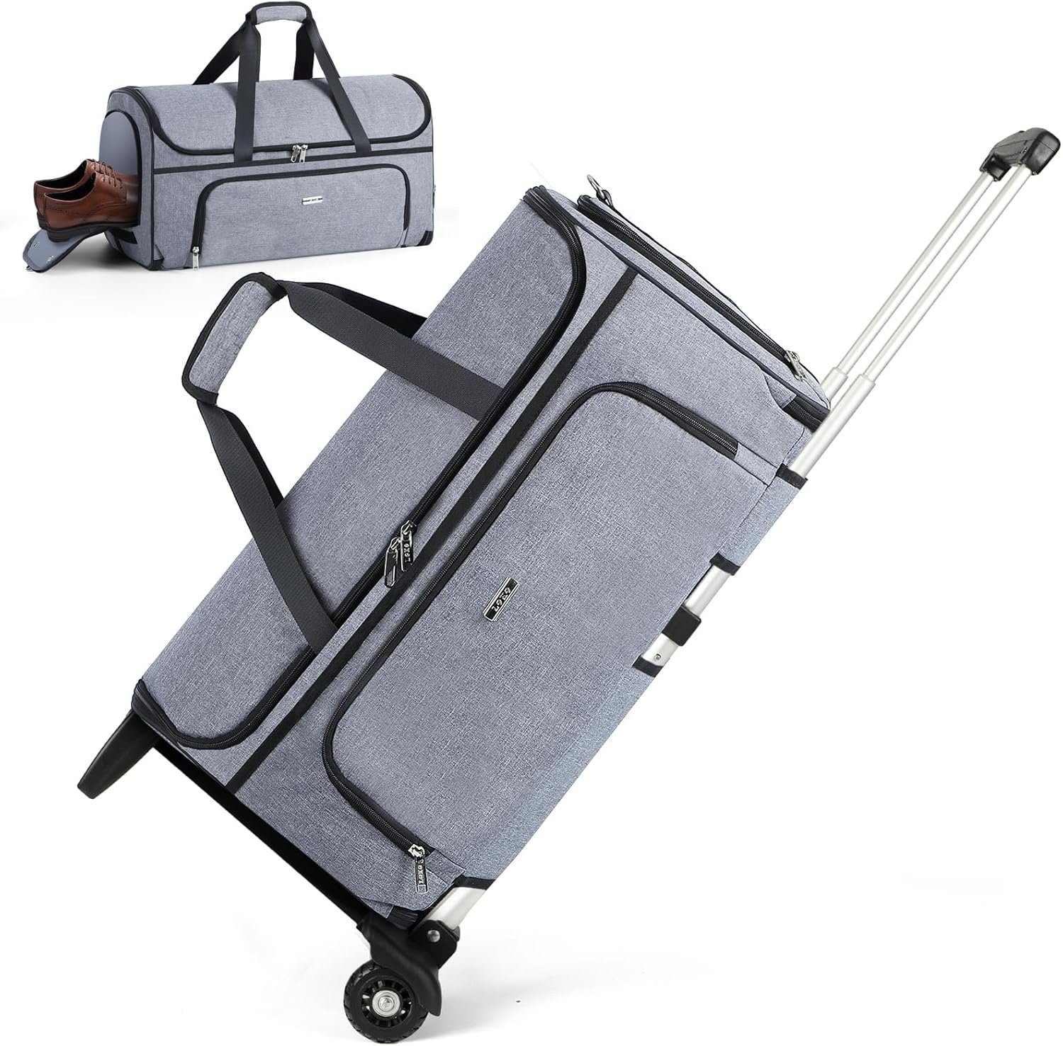 Garment Bags with Wheels, Garment Convertible Weekender Bags, Large Garment Bags for Travel, Duffle Luggage Bag Garment Bag (Grey, Medium)