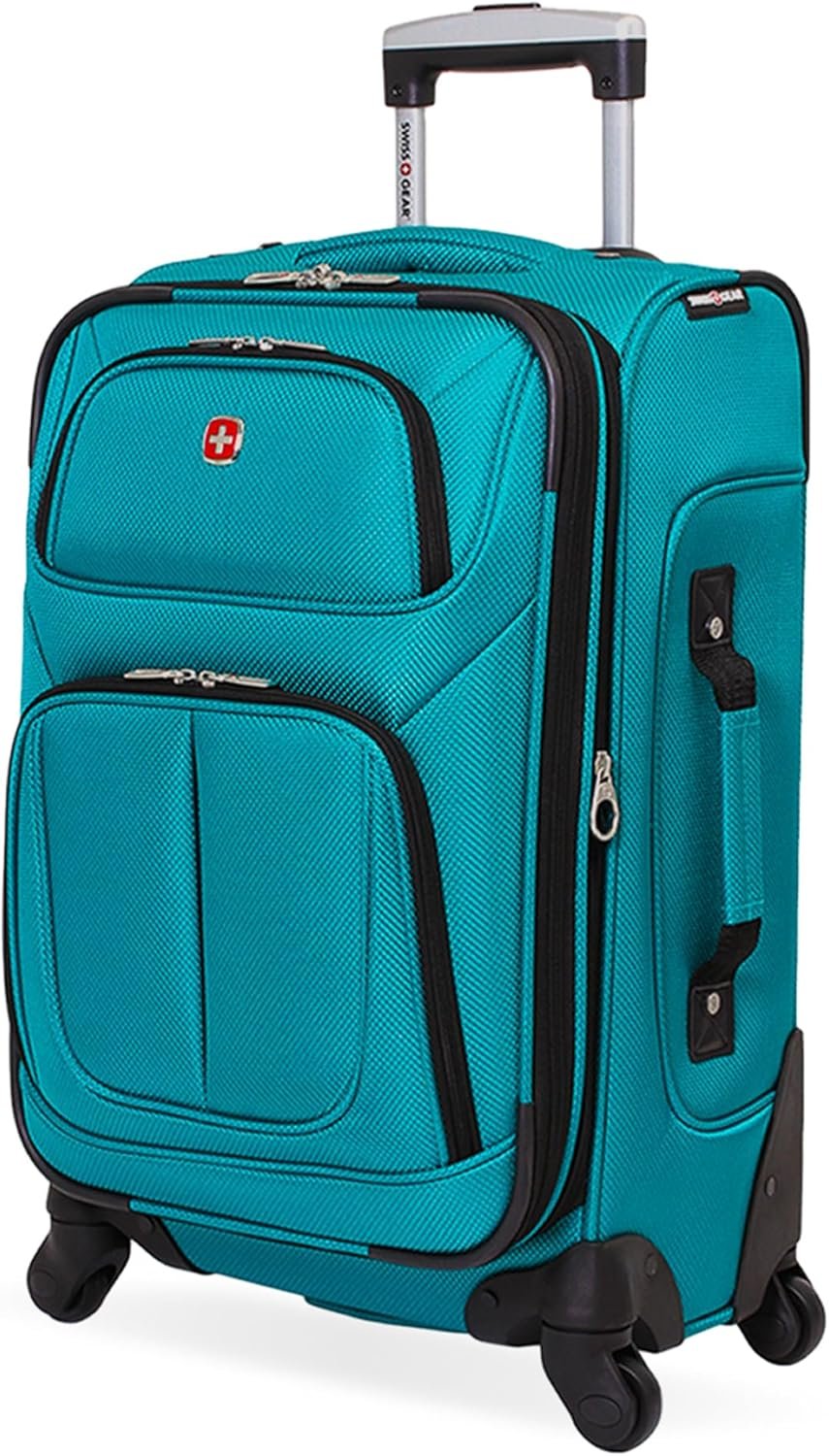 SWISSGEAR Sion Softside Expandable Spinner Luggage Durable Lightweight Travel Suitcase, Teal, Carry-On