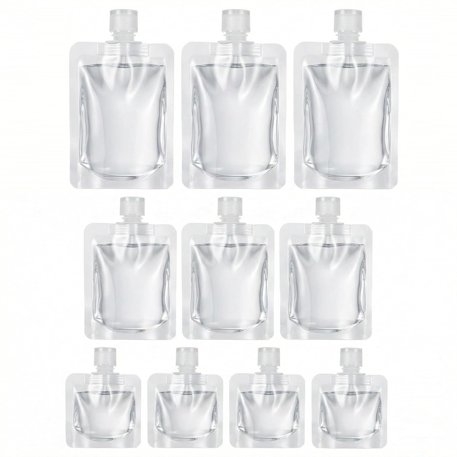 Travel Pouches for Toiletries, 13 Pack TSA Approved Refillable Travel Liquid Pouches, Flat Travel Bottles for Toiletries, Reusable 3oz Portable Containers with Funnel, Labels & Clear Carry On Bag