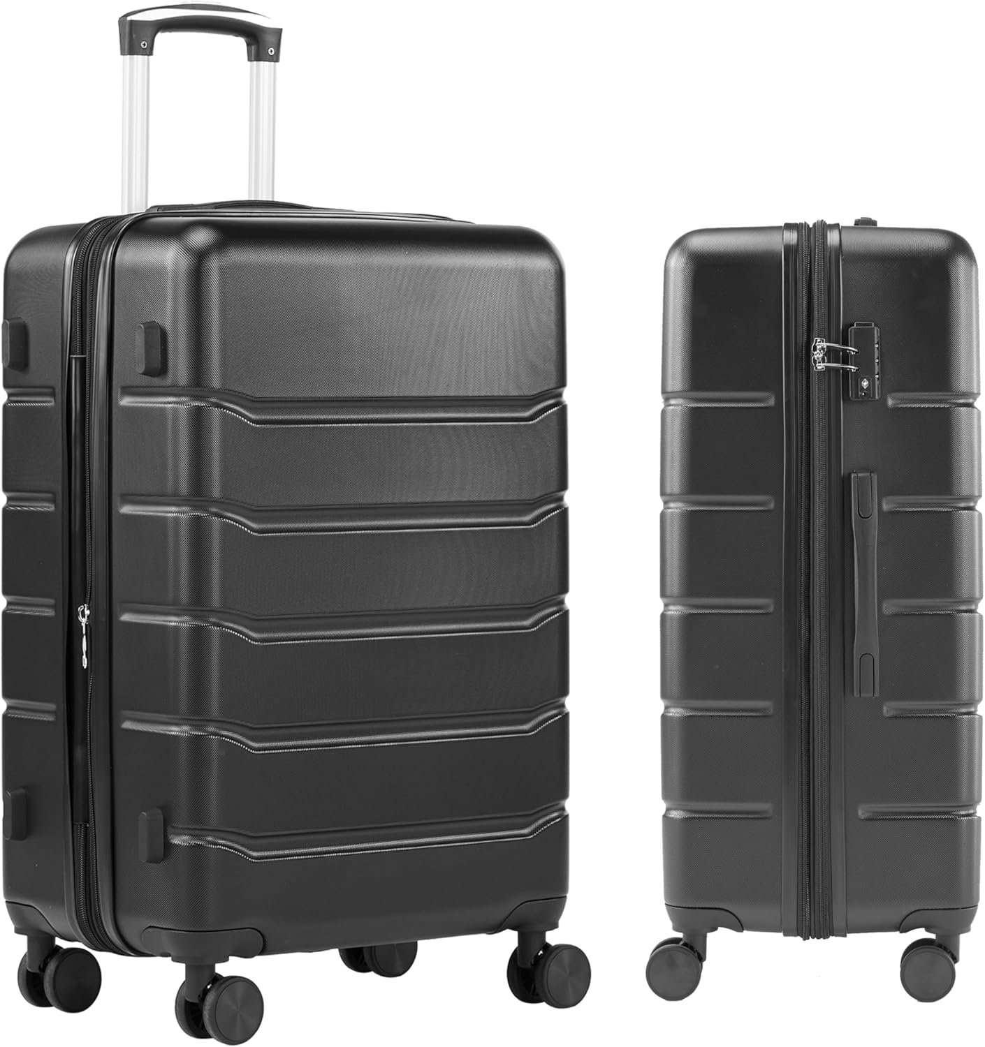 Simple Deluxe 28 Inch Expandable Hardside Carry On with Spinner Wheels & TSA Lock, ABS Hard Shell Lightweight Rolling Luggage Suitcase, Black