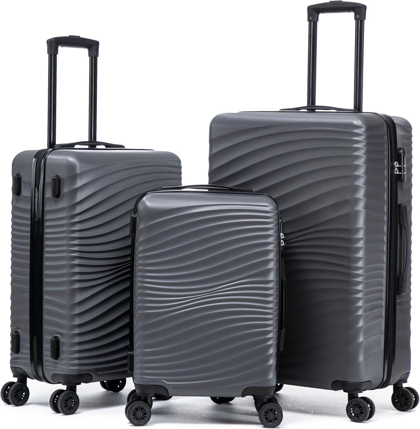 Rosamo Luggage Sets 3 Piece, ABS Suitcase Set (20/24/28), Hardside luggage with Spinner Wheels, Travel Luggage,14x8x9 Airline Approved Carry on, Lightweight Luggage with High-Security Lock