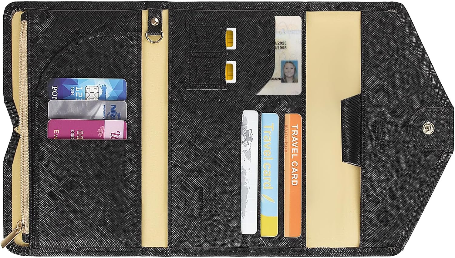 ZOPPEN Mulit-purpose Rfid Blocking Passport Holder Travel Wallet (Ver.4) Passport and Vaccine Card Holder ComboTri-fold Document Organizer Travel Essentials