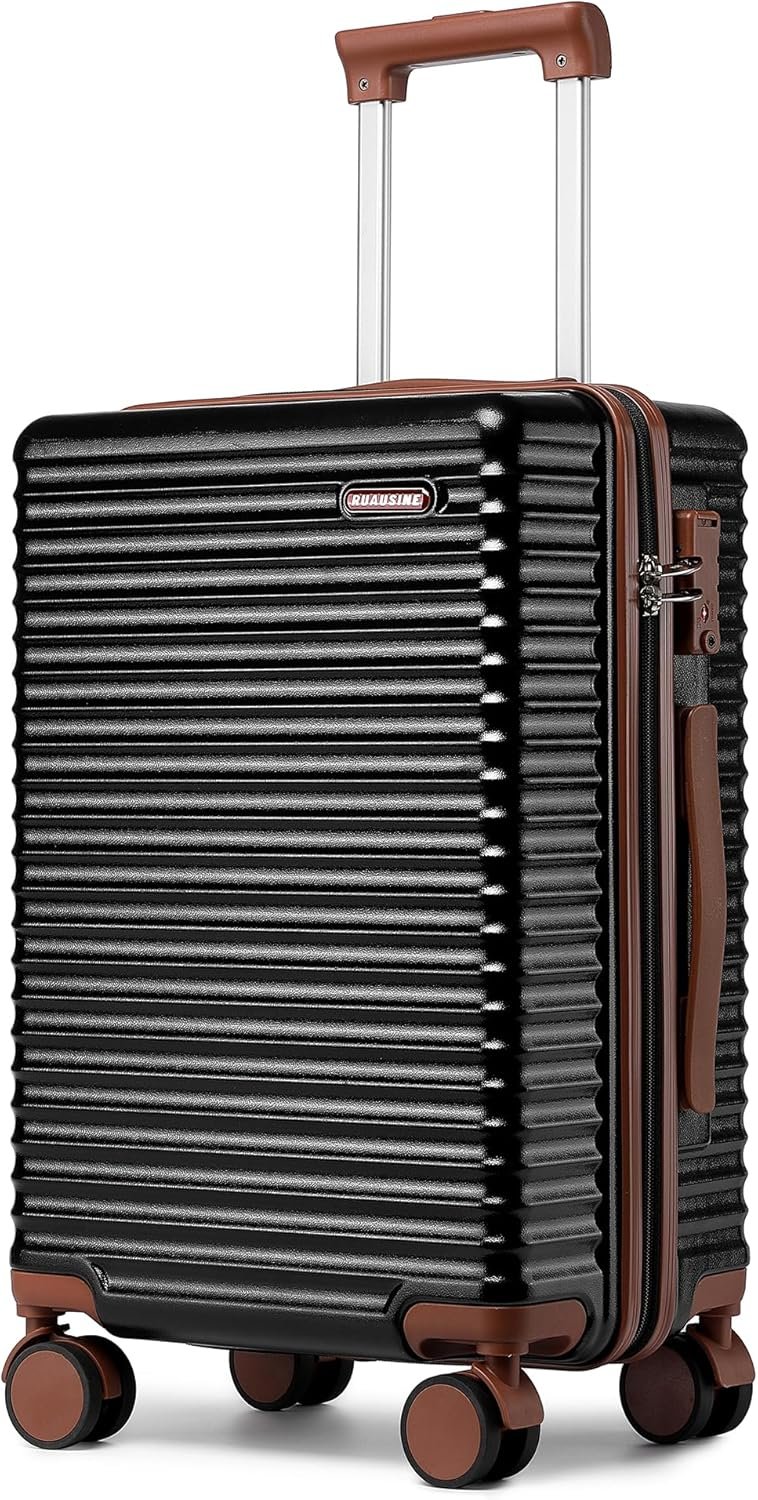 20-Inch Carry on Luggage,Carry-on Suitcase with Spinner Wheels and TSA Lock, 22x14x9 Airline Approved,Hardside Lightweight Travel Carry-on Luggage,Small Rolling Luggage (Black, 20-Inch)