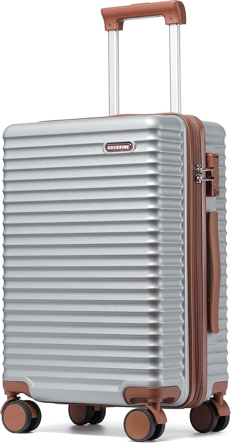 20-Inch Carry on Luggage,Carry-on Suitcase with Spinner Wheels and TSA Lock, 22x14x9 Airline Approved,Hardside Lightweight Travel Carry-on Luggage,Small Rolling Luggage (Silver, 20-Inch)
