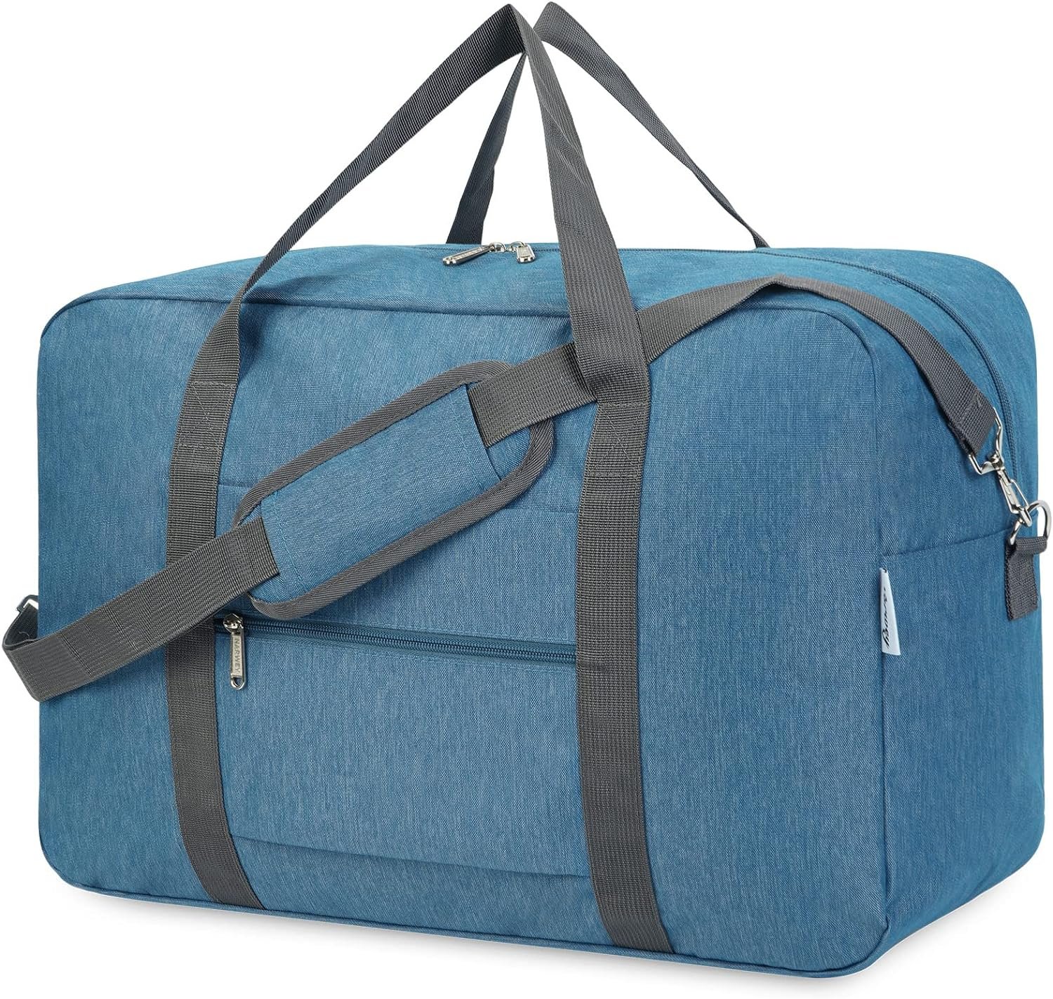 Narwey Carry on Luggage 22x14x9 Airline Approved Foldable Duffle Bag for Travel Packable Duffel Bag for Traveling Airplane for Women and Men 40L (Navy Blue (With Shoulder Strap))