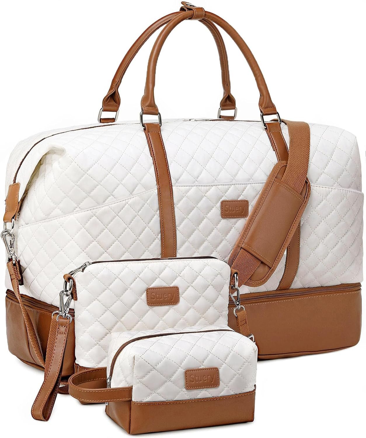 Weekender Bag, Large Travel Duffel Bag for Women, Carry on Overnight Bag with Shoe Compartment and Toiletry Bags