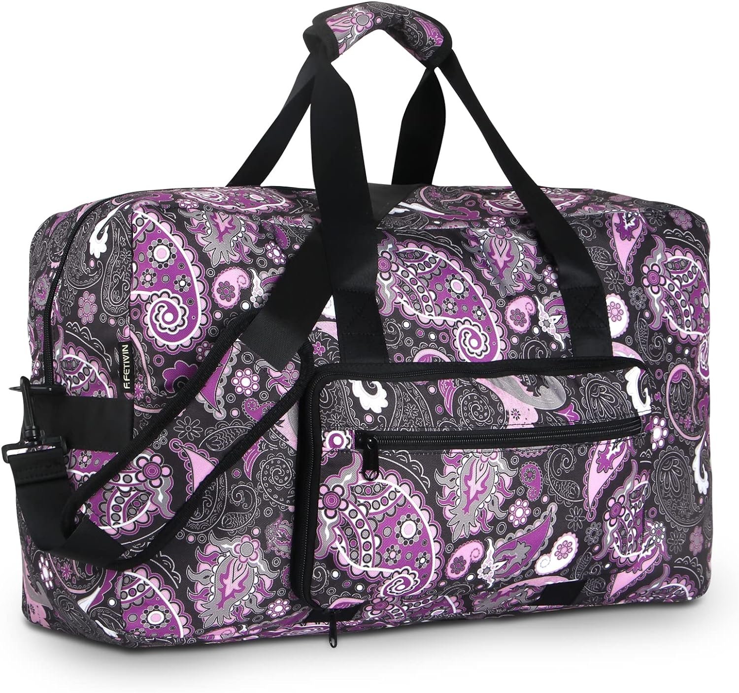 F.FETIVIN Weekender Bag Carry On Travel Duffle Medium Overnight Bag for Women(Purple Paisley)