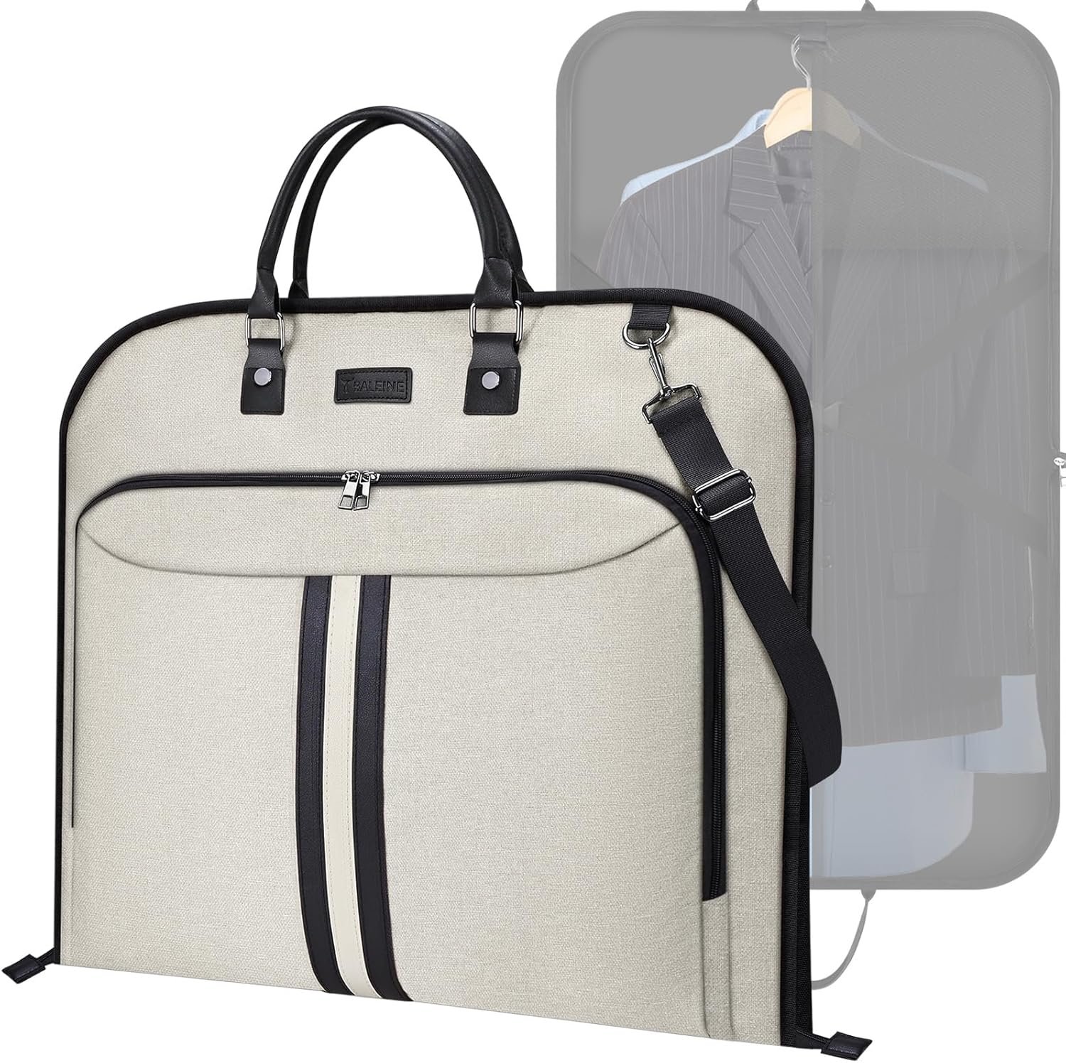 BALEINE Travel Garment Bag, Travel Suit Bag for Men, Water Resistant Carry on Garment Bag for Hanging Clothes, Garment Duffel Bag for Travel Business (Beige)