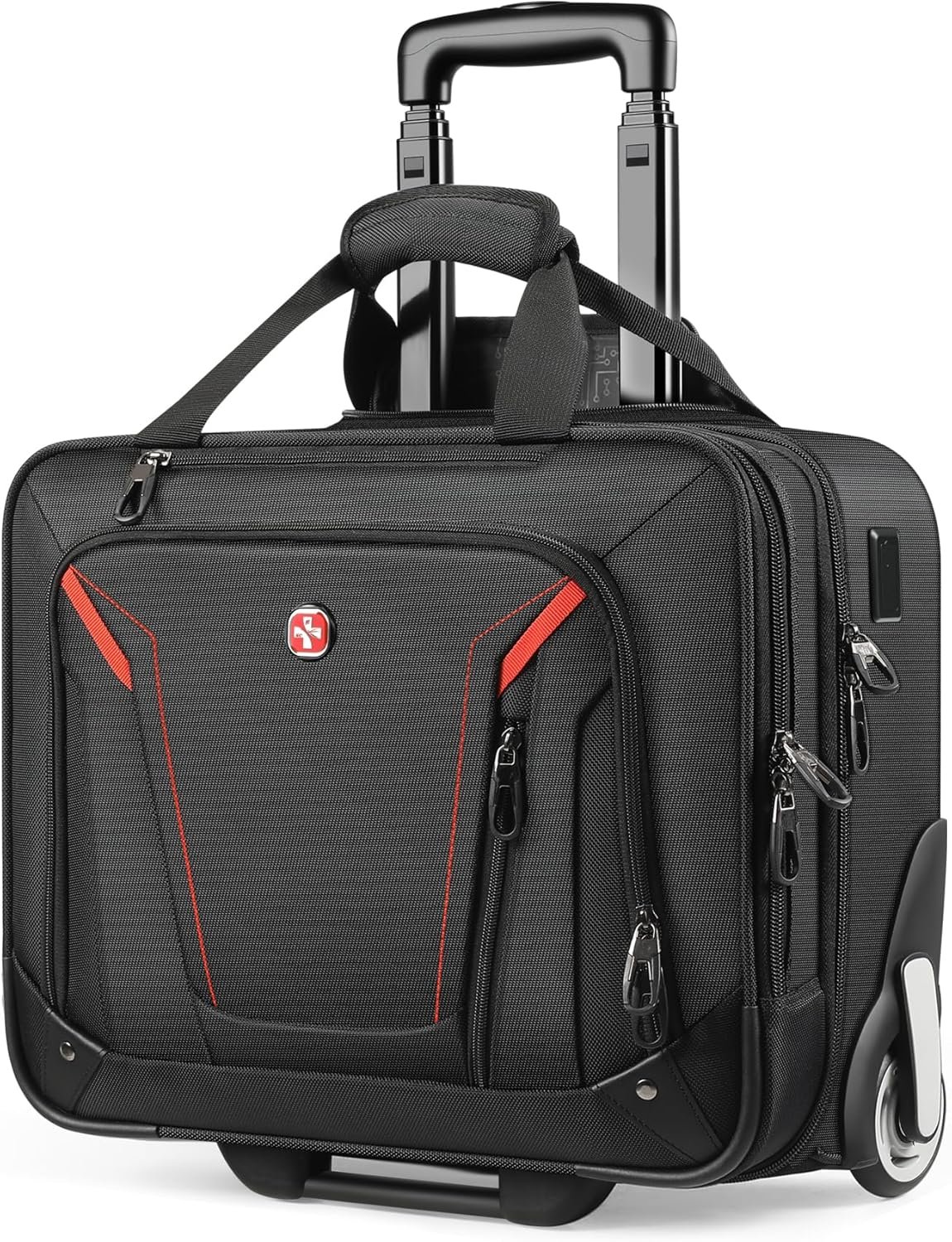 star cloud Rigid Frame Rolling Laptop Bag 18″×14″×8″, Water-Resistant Rolling Briefcase with Wheels, Business Travel Computer Bag, Underseat Carry on Luggage for Men & Women