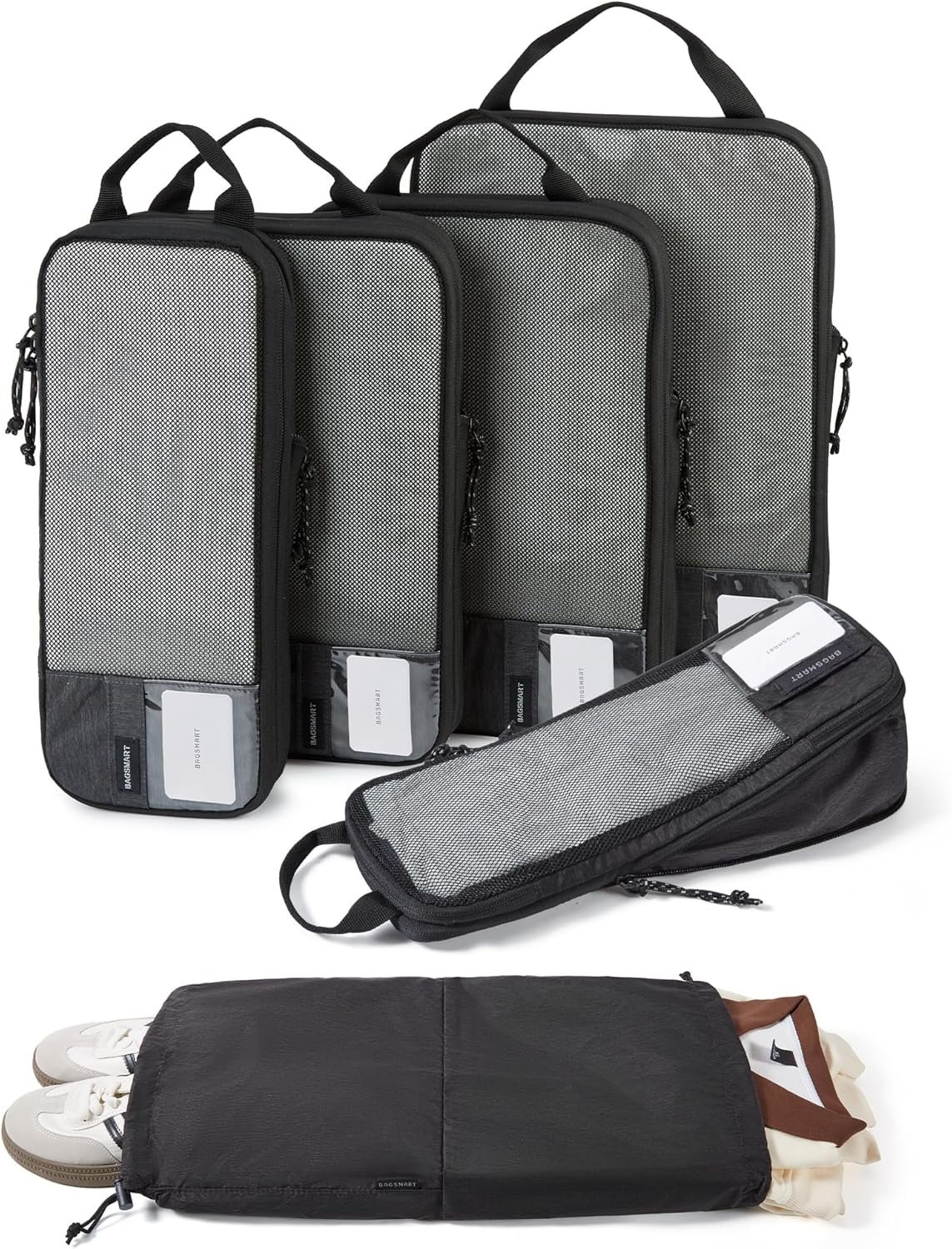 BAGSMART 6 Set /4 Set/2 Set Compression Packing Cubes for Travel, Lightweight Luggage Organizer Bags, Durable Space Saver Bags Travel Essentials
