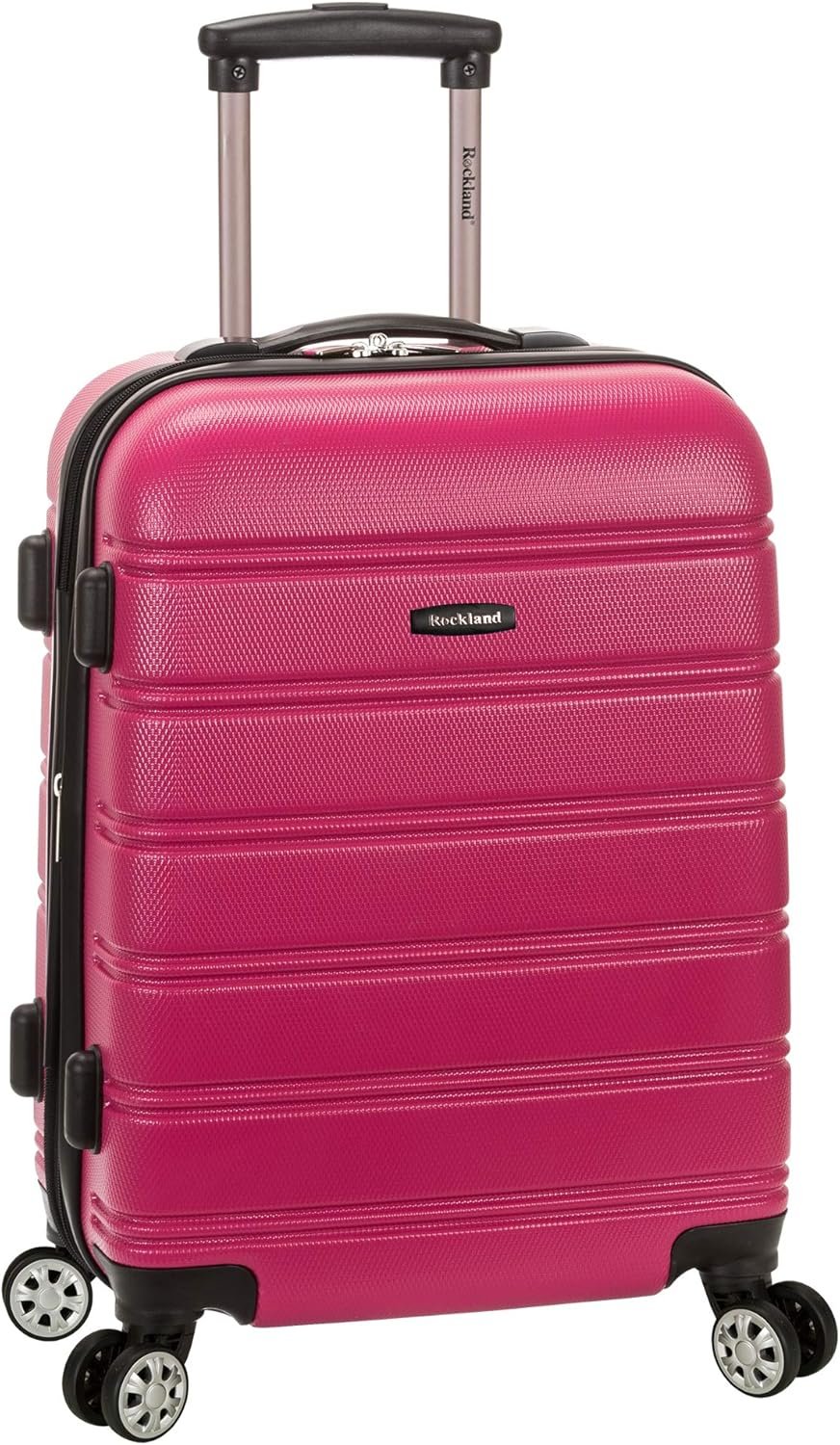 Rockland Melbourne Hardside Expandable Spinner Wheel Luggage, Carry-On 20″, Magenta