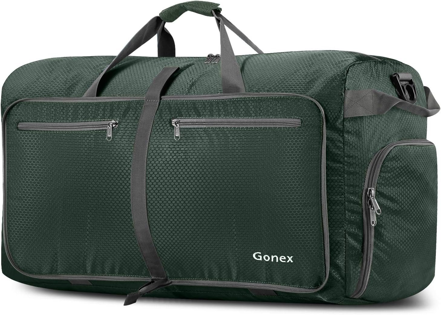 Gonex Large Foldable Travel Duffle Bag with Shoes Compartment, Packable Lightweight Water Repellent Duffel Bag for Camping Gym Weekender Bag
