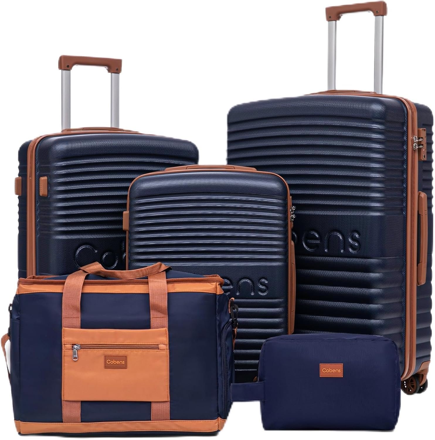 5 Piece Luggage Sets with Spinner Wheels and Tsa Lock, Hardshell ABS Suitcase Set, Lightweight Hardside Waterproof Travel Suitcases for Men Women, 20″, 24″, 28″ DarkBlue