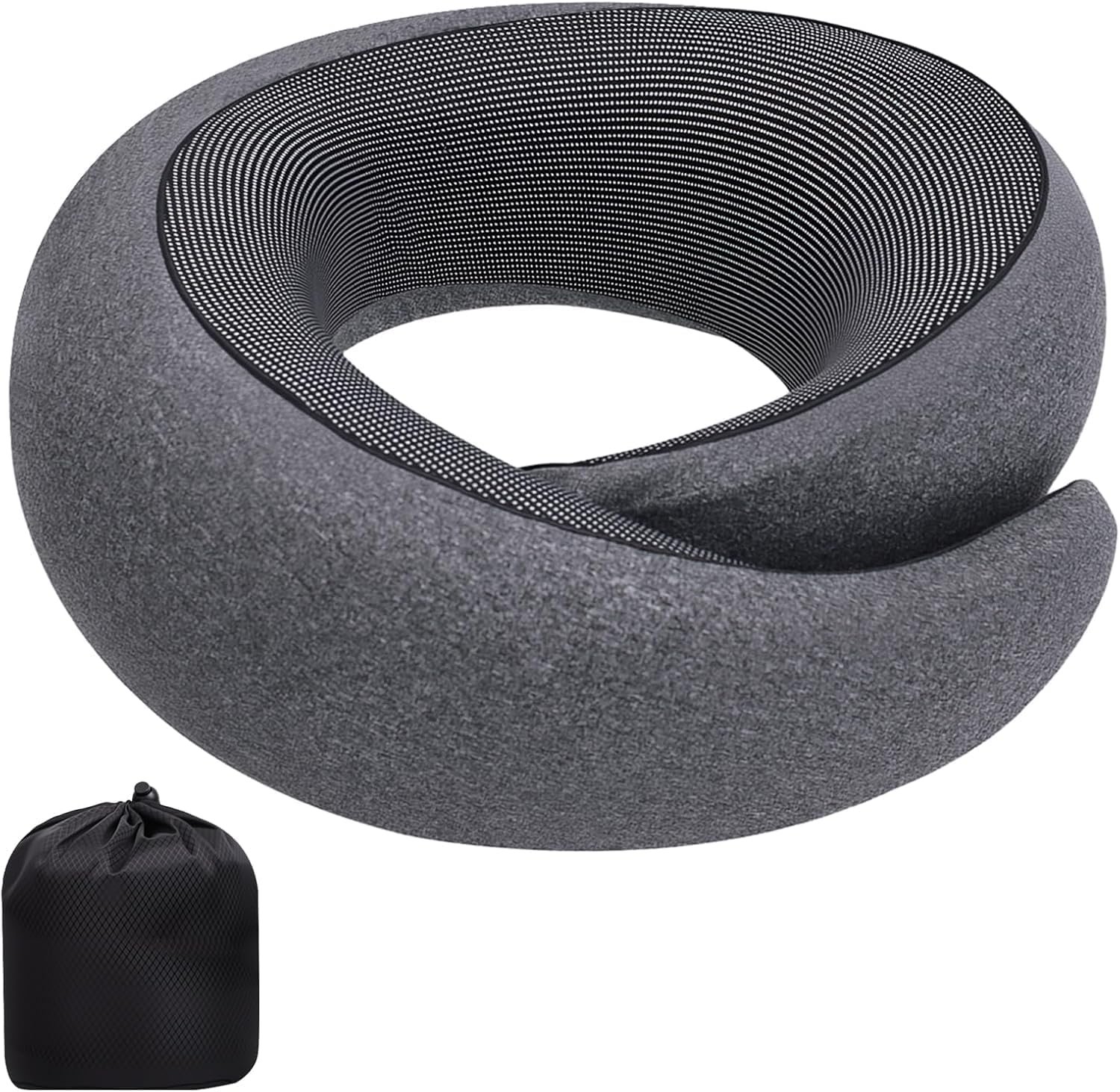 Neck Pillow Airplane, Travel Pillows for Airplanes, Memory Foam Adjustable Portable Neck Pillow for Traveling, Car Rides, and Home Use (Dark Gray)