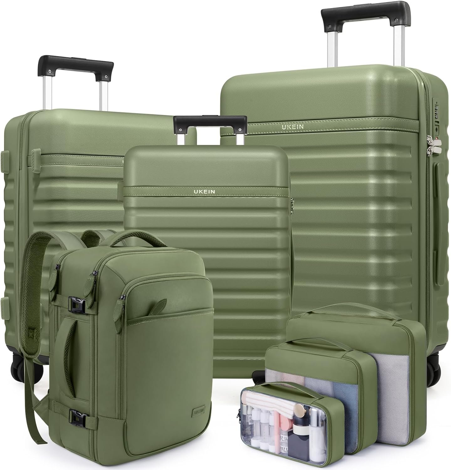 Luggage Sets 7 Piece, Durable Hardside ABS Carry on Luggage with Spinner Wheels & YKK Zipper TSA Lock, Large Checked Travel Suitcase With Backpack Set for Men and Women,20/24/28 Inch