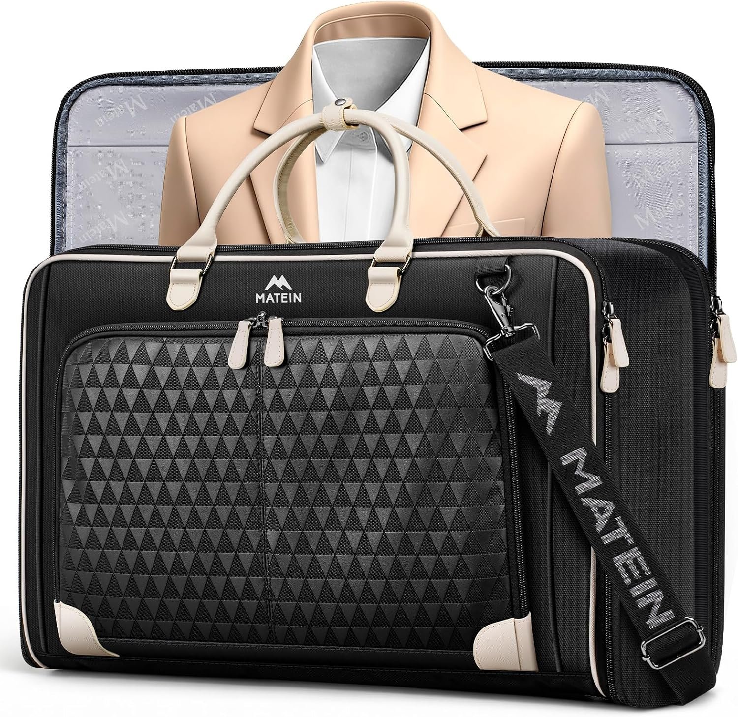 MATEIN Carry On Garment Bags for Airplanes, Women Travel Garment Bags for Dresses Up to 5 Suits with Aroma Pads & USB, Convertible Hanging Clothes Suit Carrier with Shoe Compartment Fit 15.6″ Laptop