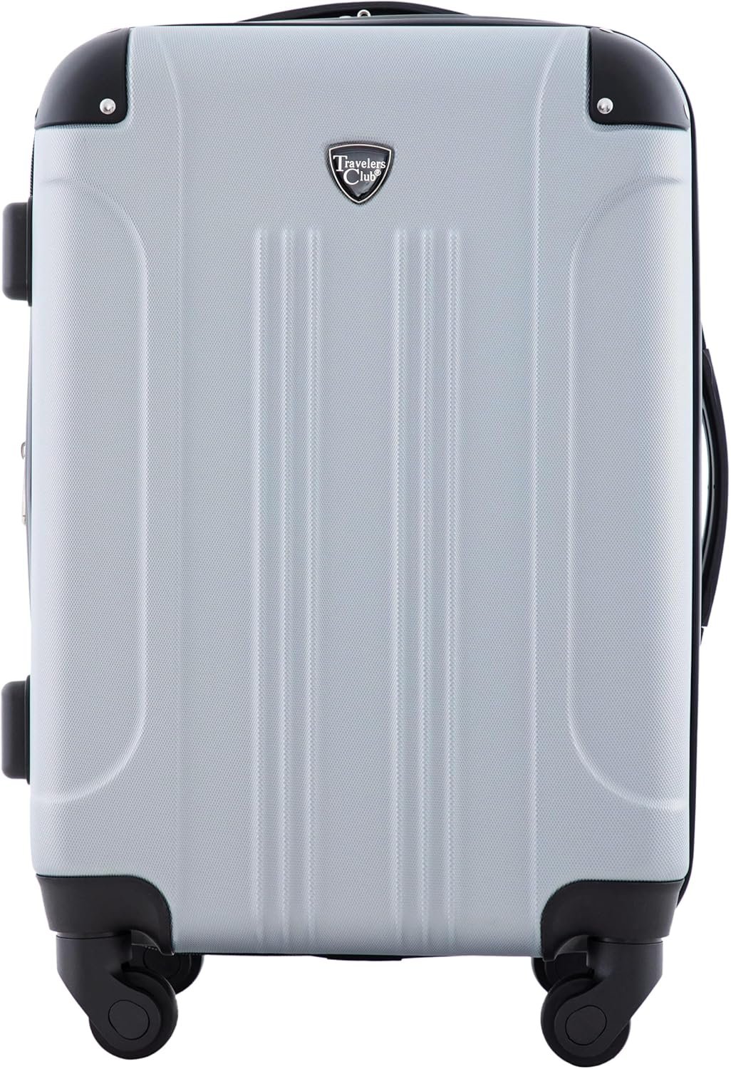 Travelers Club Chicago Hardside Expandable Spinner Luggage, Silver, 22″ Carry-On