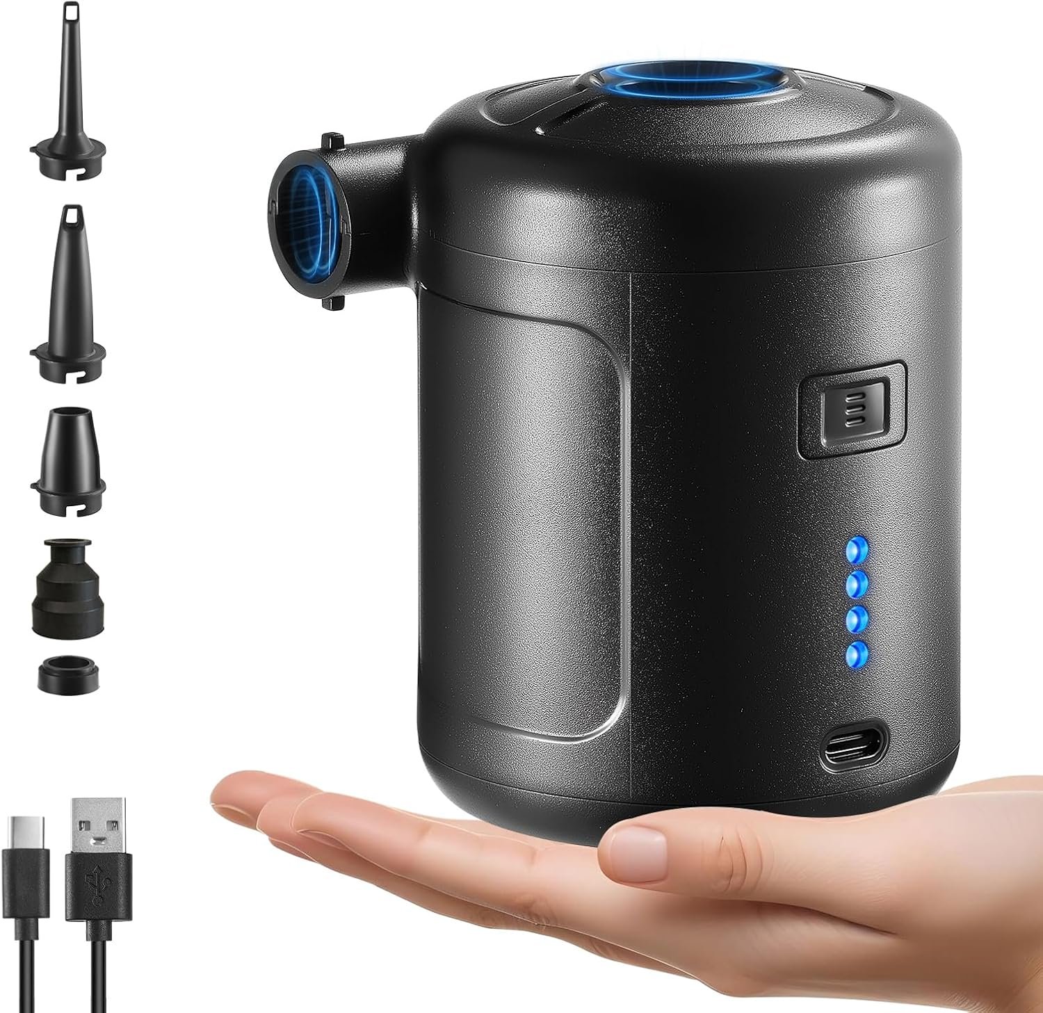 Portable Air Pump for Inflatables, Rechargeable Air Mattress Pump, 400L/min Quick-Fill Inflate & Deflate, 6000mAh Battery Powered Pump for Air Beds, Pool Floats, Vacuum Storage Bags