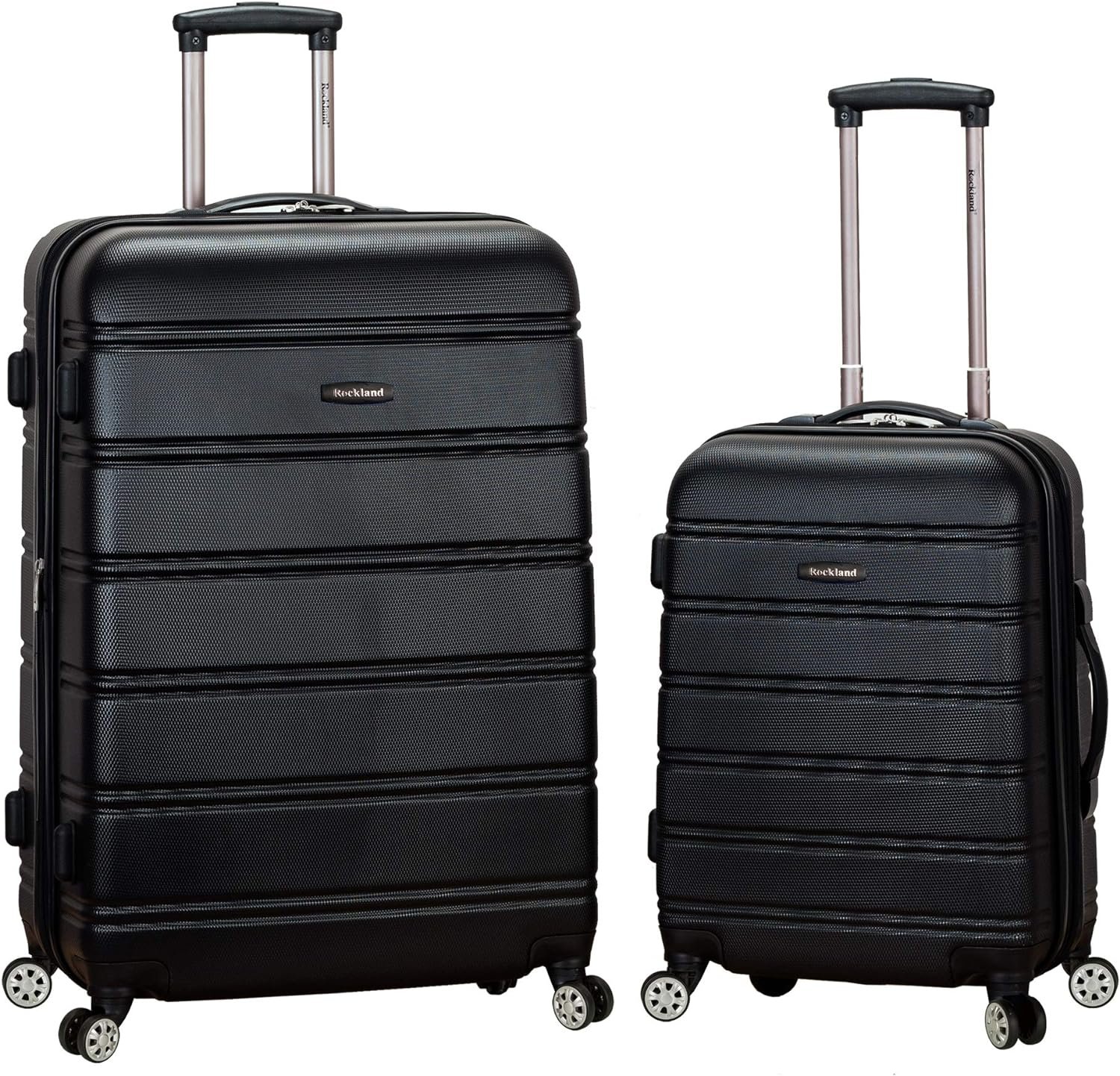 Rockland Melbourne Hardside 2 Piece Expandable Spinner Wheel Luggage Set, (20″/28″), Black