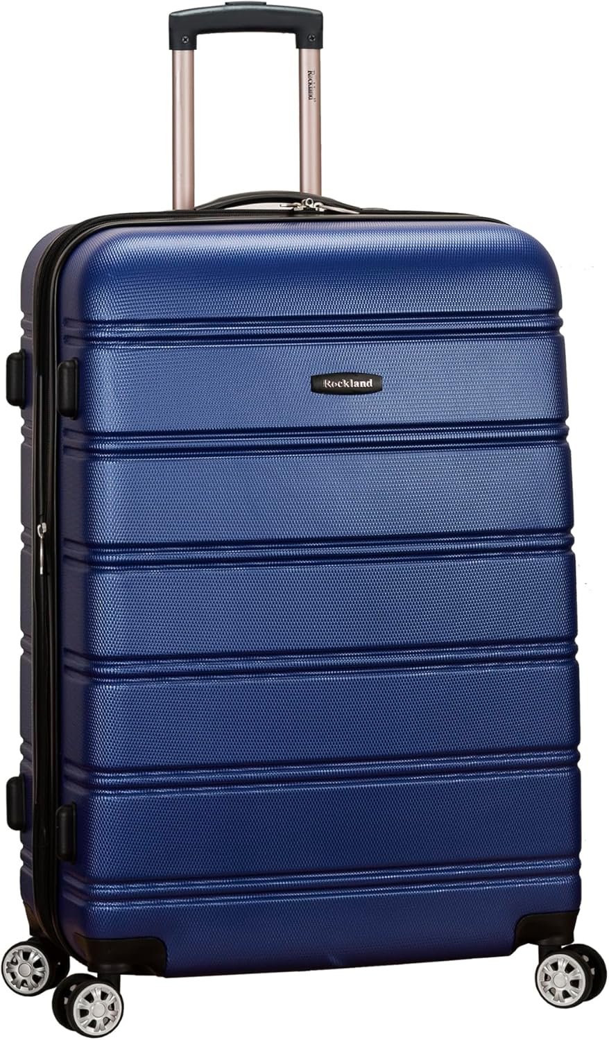 Rockland Melbourne Hardside Expandable Spinner Wheel Luggage, Checked Large 28″, Blue