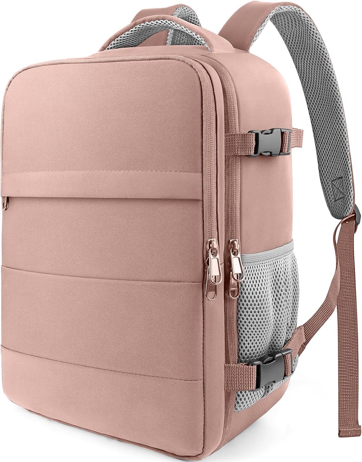 HOTOR Travel Backpack – Flight Approved Travel Bag for Men and Women, Carry on Luggage for 15.6″ Laptop and Travel Essentials for Work, Business, Weekender, College 11.8″x7.9″x17.3″ (Pink)