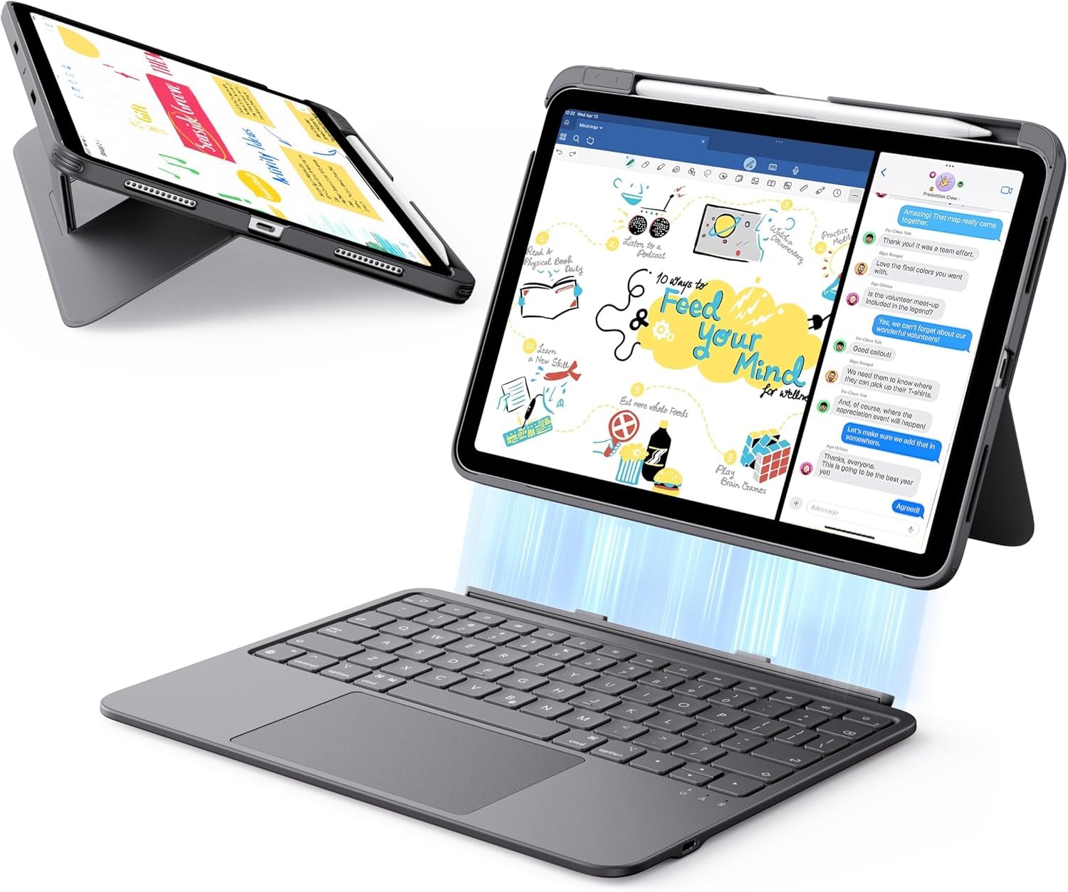ESR for iPad (A16) 11th/10th Gen Flex Keyboard Case, Ultra-Light Magnetic Detachable Keyboard for iPad 10.9″ with Writing/Viewing Modes, Larger Precision Trackpad, Dark Gray