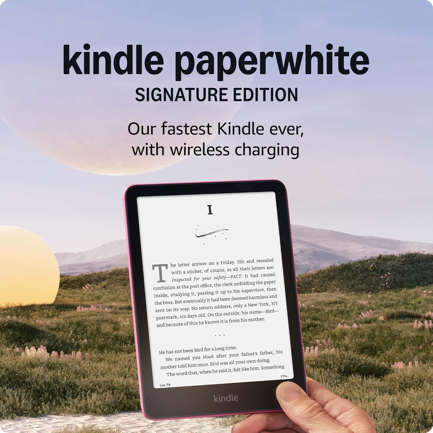 Kindle Paperwhite Clear Case Bundle: Includes Amazon Kindle Paperwhite Signature Edition 32GB (newest model) | Metallic Raspberry & Clear Back Case | Raspberry
