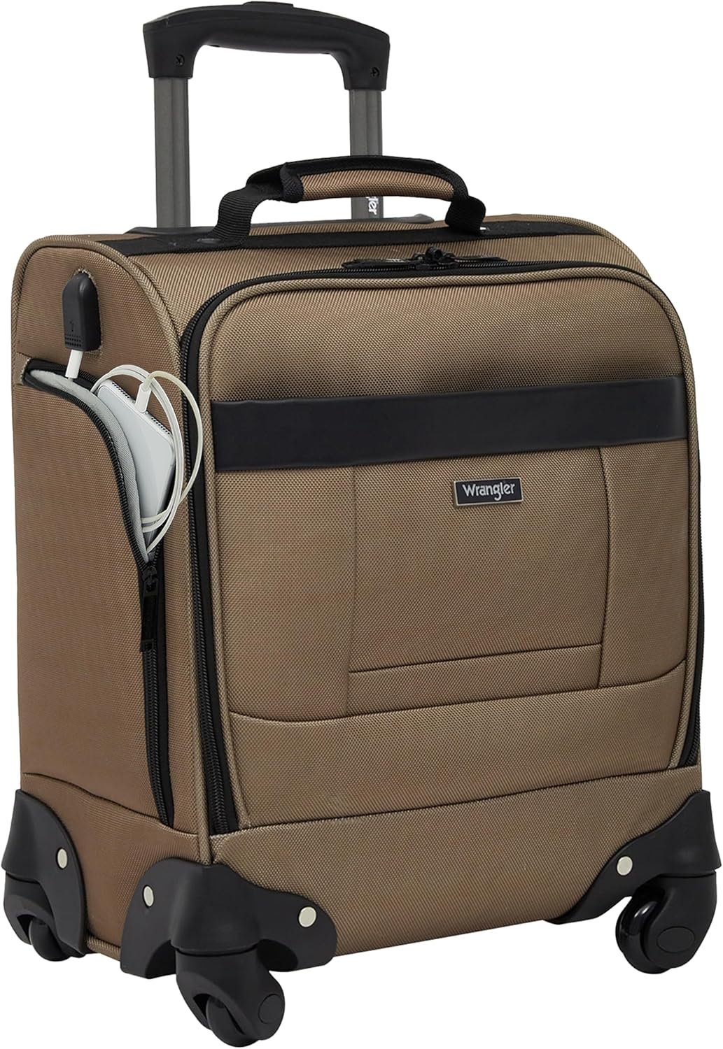 Wrangler 17″ Underseat Spinner Carry-On Luggage, Mocha