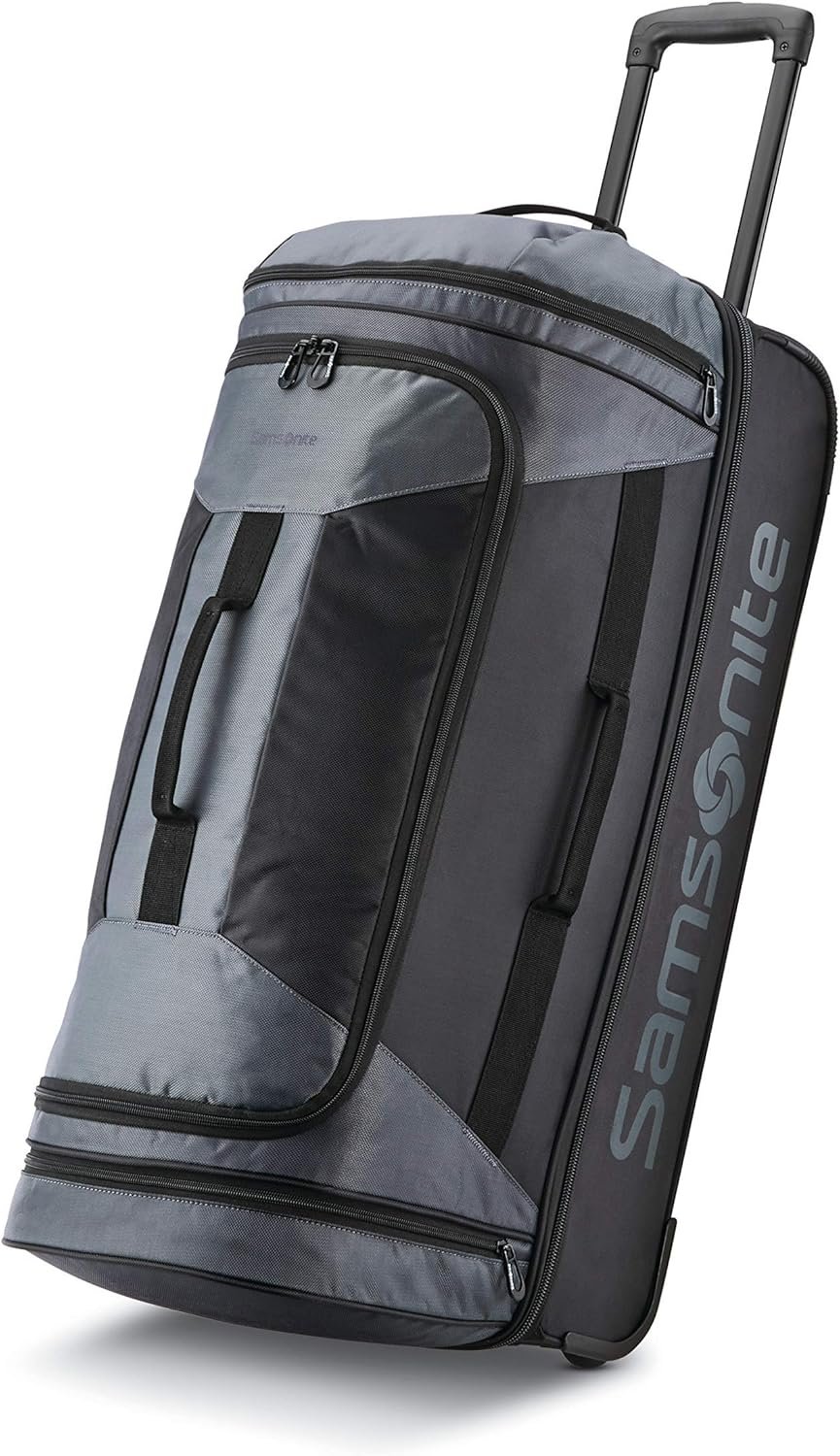 Samsonite Andante 2 Wheeled Duffel Bag – 28-Inch Durable Rolling Luggage with Inline Skate Wheels, Push-Button Handle & Spacious Compartments – Travel-Friendly and Lightweight – Riverrock/Black