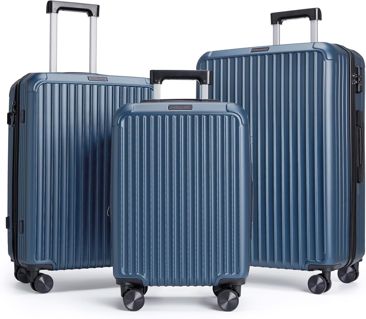 LIGHT FLIGHT Luggage Sets, Durable Hard Shell 3 Piece Set Suitcase with Spinner Wheels, Hardside Lightweight Luggage set with TSA Lock, Large Travel Luggage Set (20″ 24″ 28″), Royal Blue