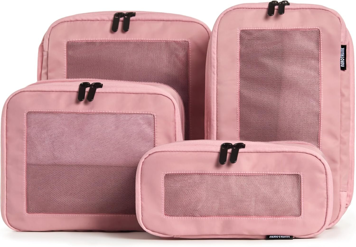 Aerotrunk Compression Packing Cubes for Travel – Luggage Organizer Bags – Double Zipper Packing Cubes for Suitcases (4-Pack, Rose)