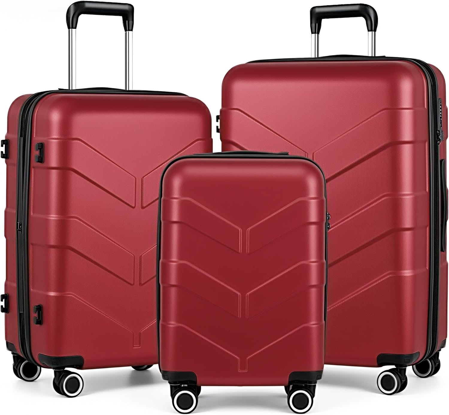 TILYMOL Luggage Sets 3 Piece with Spinner Wheel, Hardside Suitcase Set with TSA Lock, Expandable Lightweight Travel Luggage for Women, Burgundy