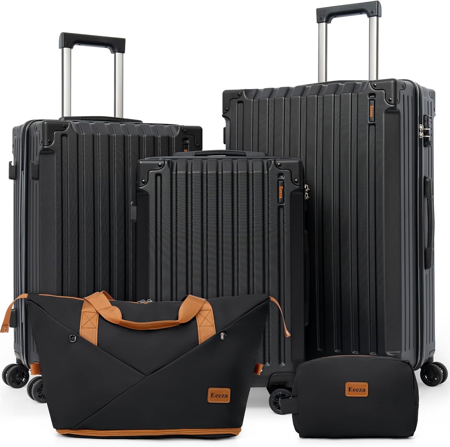 Luggage Sets 5 Piece，Hardside Luggage with Spinner Wheels, Lightweight ABS Hard Shell Travel Luggage with TSA Lock for Family Trips, Business,Vacation