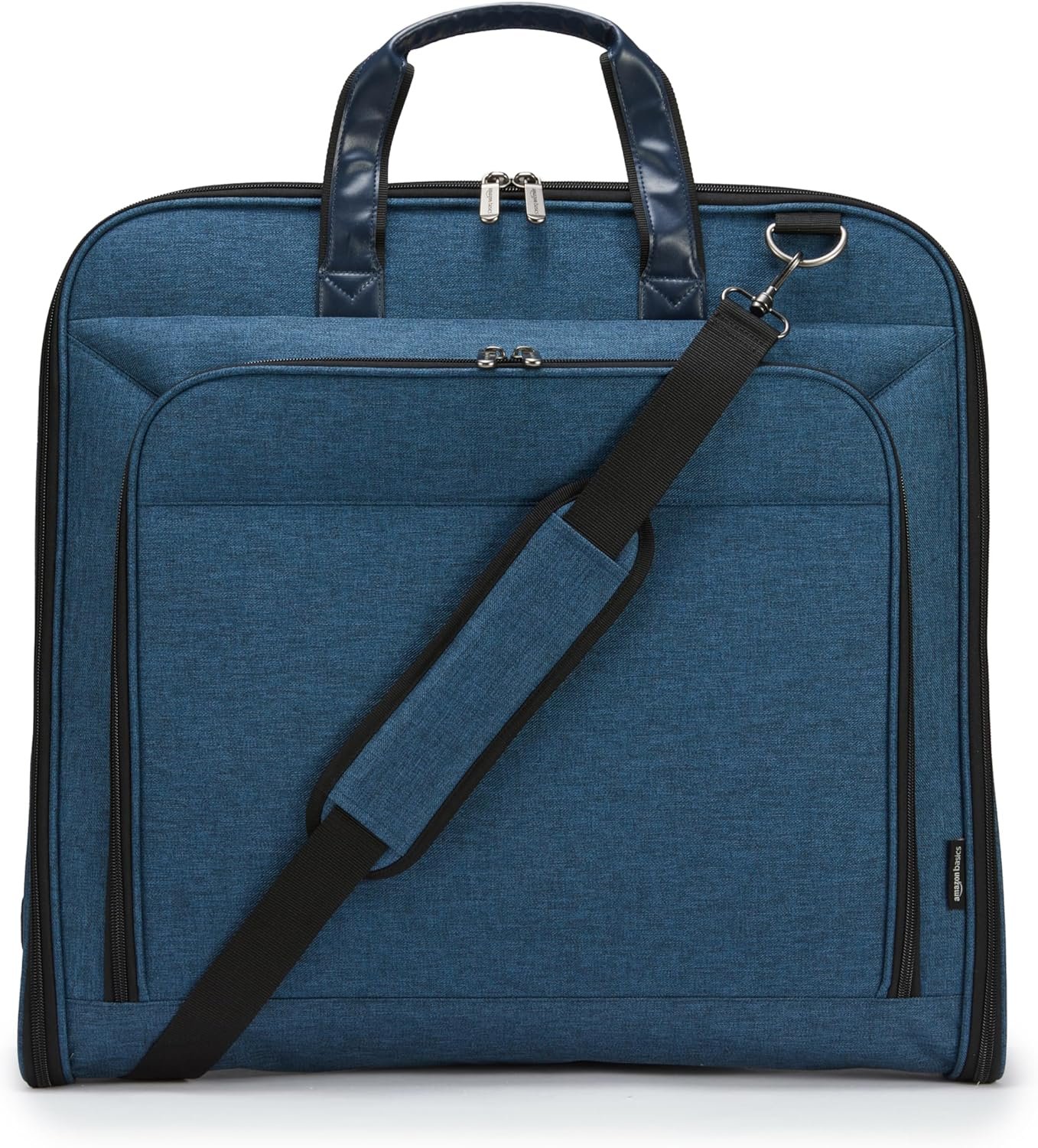 Amazon Basics Carry-On Garment Bag for Travel and Business Trips with Detachable Shoulder Strap, Hanging Suit Luggage, Wrinkle Free Cover for Suits Dresses Coats, Foldable with Shoe Compartment, Navy
