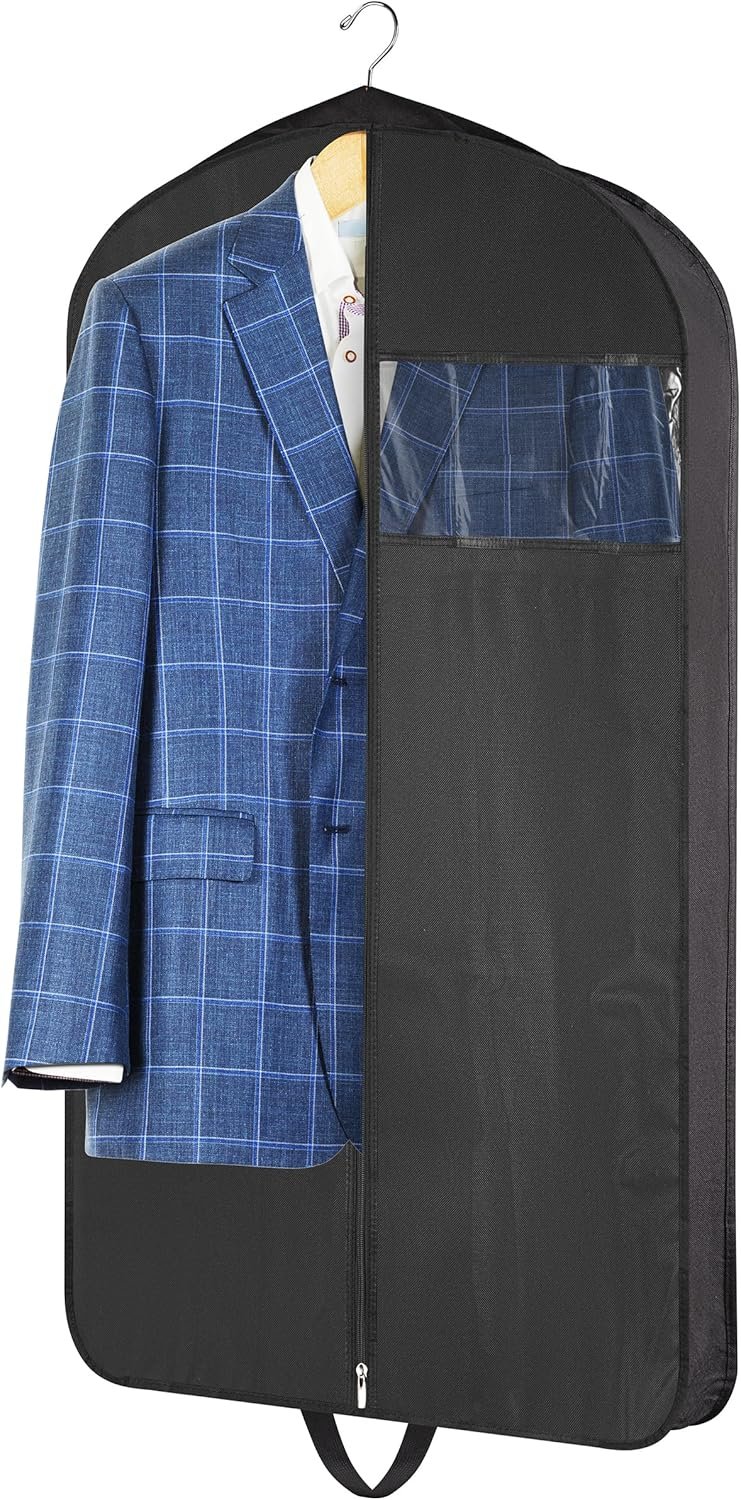 Garment Bag for Hanging Clothes – Travel Suit Bag Closet Covers for Men and Women – Long Dress, Mens Jackets, Coats, Shirts, Dance Clothing Protector, Zipper Hanger Wardrobe Dust Cover (42 Inch)