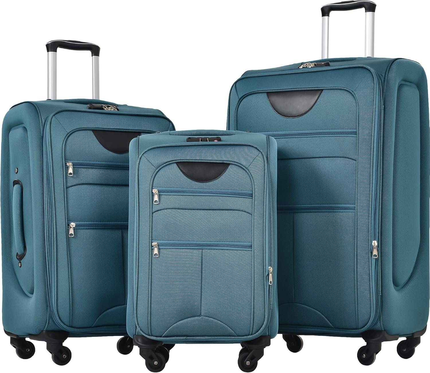 3 Piece Softshell Expandable Luggage Sets, Lightweight Travel Suitcase Set with TSA Lock and 360°Swivel Spinner Wheels, Durable Softside Luggage for Men Women, 22 in/26 in/30 in, Green