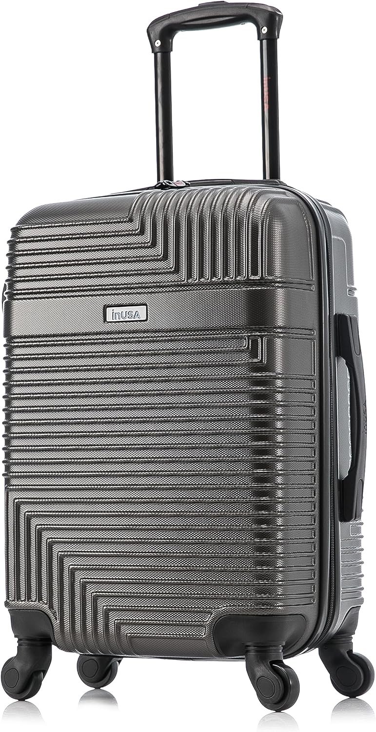 InUSA RESILIENCE Luggage with Spinner Wheels | Durable Lightweight Hardshell Spacious Travel Bag with Handle and Trolley | 20-Inch Carry On Small Luggage | Charcoal