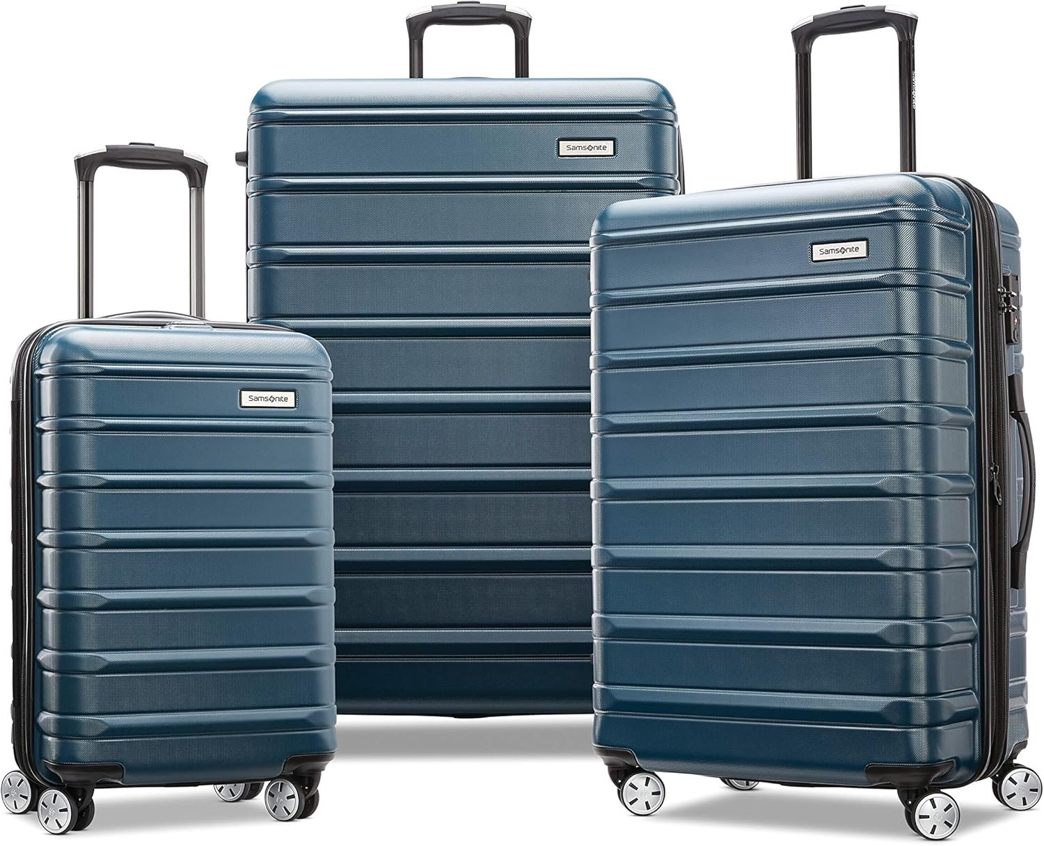 Samsonite Omni 2 Hardside 3 Piece Set – Includes Global Carry-On, Medium, & Large Checked Suitcases – 360° Dual Spinner Wheels – Integrated TSA Lock & Expansion – Amazon Exclusive – Nova Teal