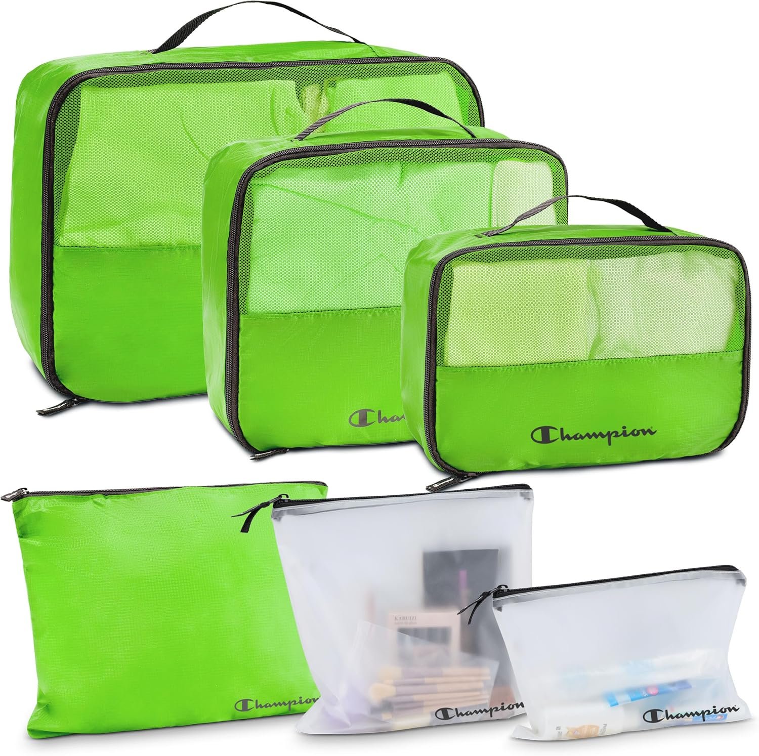 Champion Packing Cubes for Travel – 6 pc Packing Cubes Set for Suitcases, Space-Saving Packing Organizers