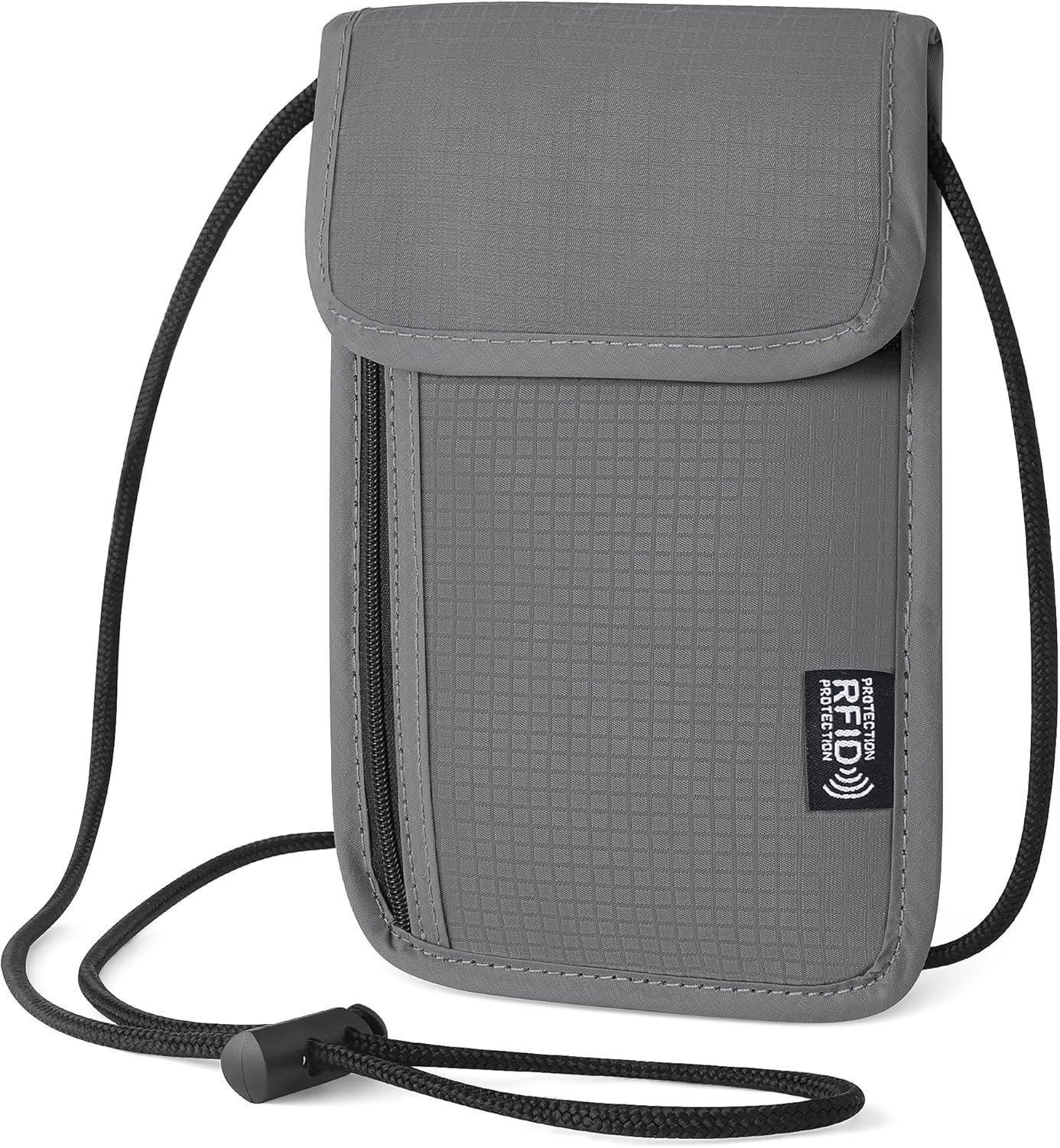 Likesing 5.5″ L x 7.9″ W Travel Neck Wallet, RFID Blocking Passport Holder, Security Lightweight Passport Travel Wallet, Neck Pouch Gifts for Women Men(Grey)