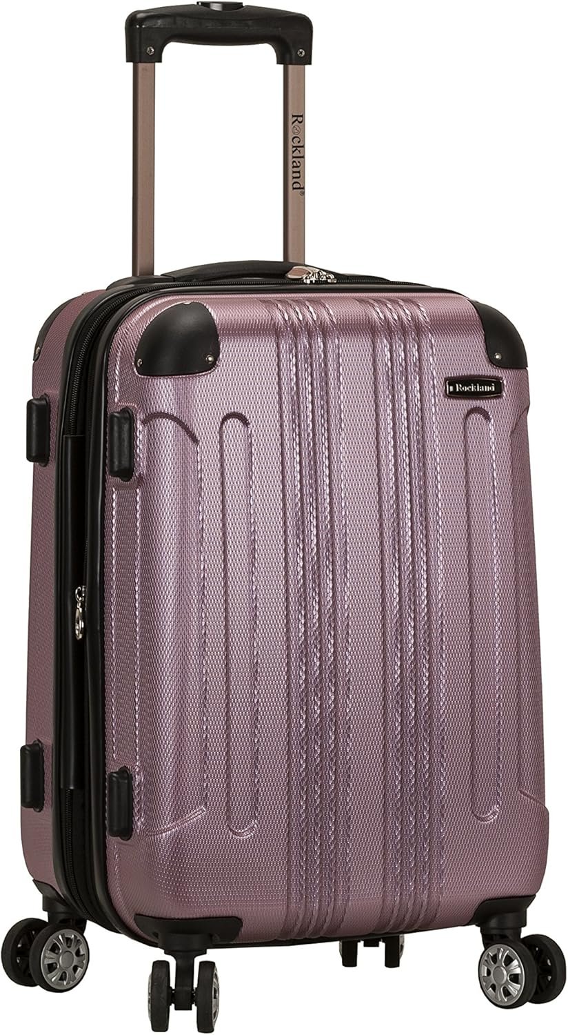 Rockland London Hardside Spinner Wheel Luggage, Carry-On 20″, Pink