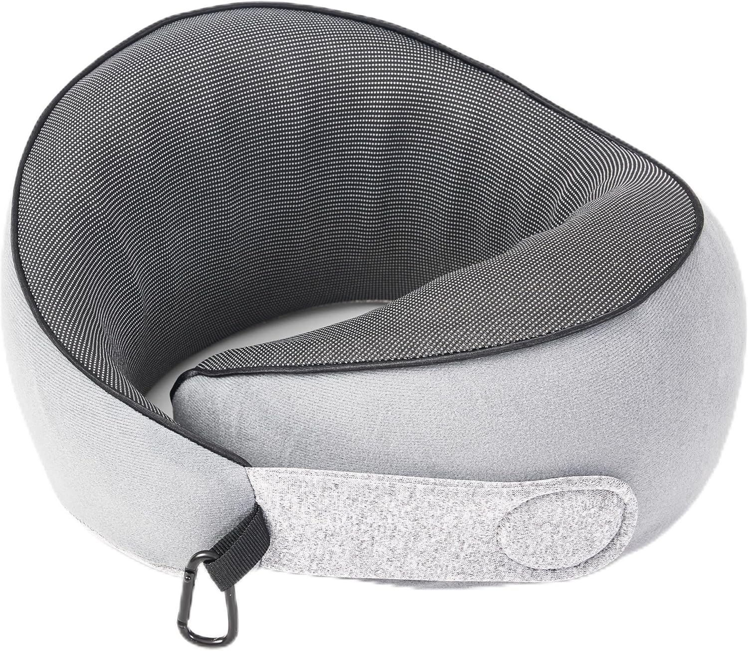 KPNEOL Travel Pillow, 100% Pure Memory Foam Travel Neck Pillow Airplane Neck Support Ergonomic Design for Traveling Suitable for Airplanes,Offices-Grey-Small Size