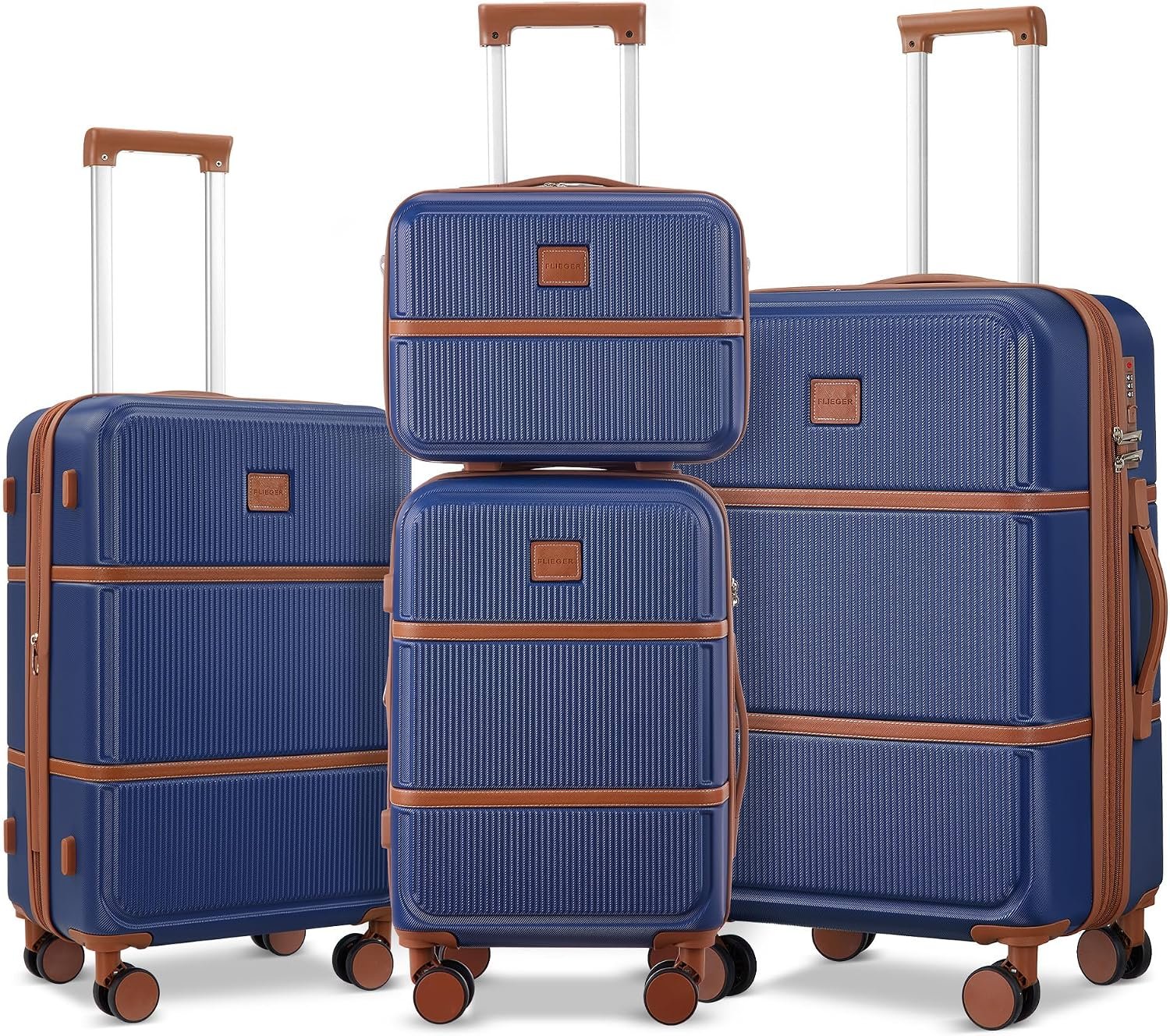 Suitour Expandable 4-Piece Luggage Set (14″ 19″ 23″ 27″) ABS Hardside Suitcase Sets with Spinner Wheels Checked Luggage Travel Suitcase