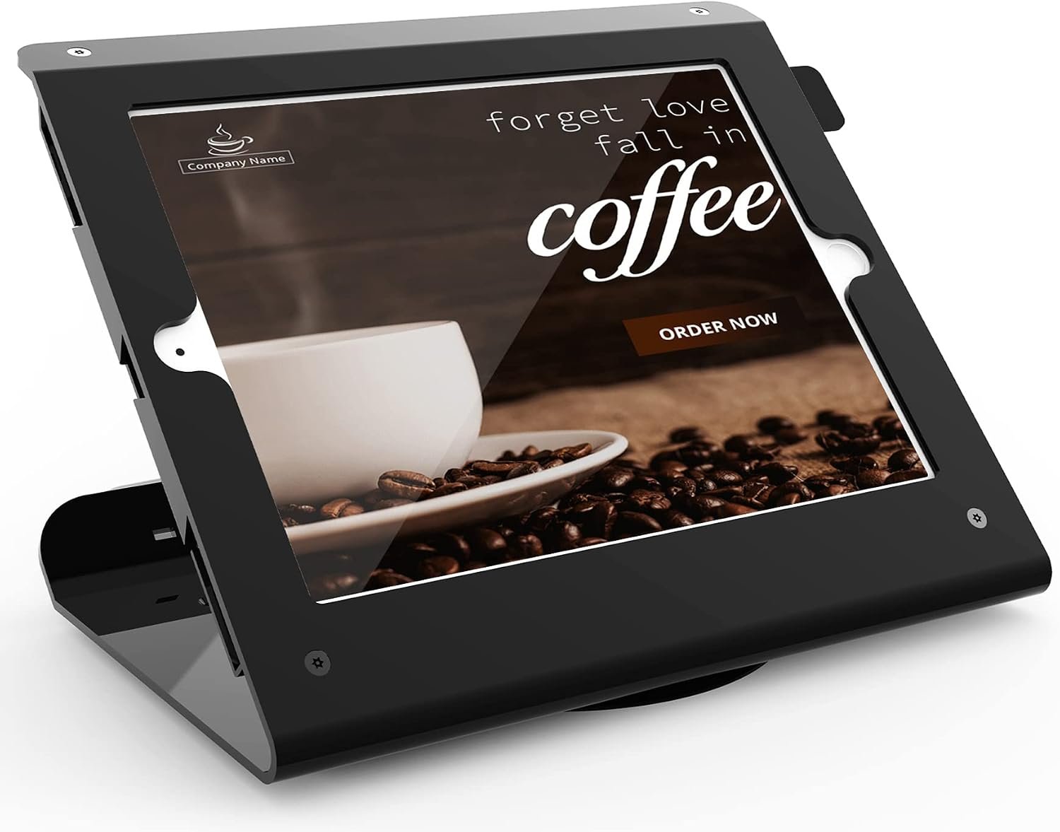 Retail Kiosk Tablet Stand Compatible with 10.2 inch iPad 9th 8th 7th Gen, Business Desktop POS Tablet Stand, Anti-Theft Lock, 360° Swivel Base, Metal, Black